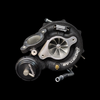 BL58XR turbocharger for Subaru WRX FA20, angled front view showing billet compressor wheel, wastegate actuator, and inlet flange
