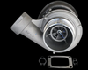BorgWarner S4DS Caterpillar Replacement Turbo, angled view showing compressor wheel, housing, and mounting gasket set