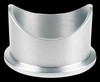 TiAL Sport Q/QR Series BOV weld flange, aluminum, angled front view showing scalloped cup top and round base
