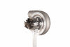 Xona XR 5757S X2C turbo, front angle showing compressor wheel, housing and clamp on clear stand