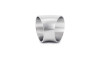 Vibrant 2.5in O.D. T304 SS 45 degree mandrel bend, brushed stainless tube shown at an angled front view