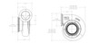 Technical line drawing of Xona Rotor XR-57S turbine housing, front and side views with dimensions.