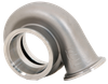 Xona Rotor XR-64S turbine housing, 1.03 A/R, showing V-band inlet and outlet flanges, cast metal finish