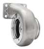 Xona Rotor XR-64S T3 .82 A/R turbine housing, side view showing flange bolt holes and V-band outlet.