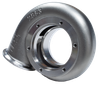 Xona Rotor XR-69S .63 A/R TiAL turbine housing, front angle showing V-band inlet and outlet flanges