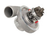 Xona XRE 5057S X3C 50mm turbocharger, rear angle view showing compressor wheel, wastegate actuator and housing