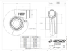 Xona XRE 7169S X4C turbo, engineering drawing with front and side views and dimensions, part number chart