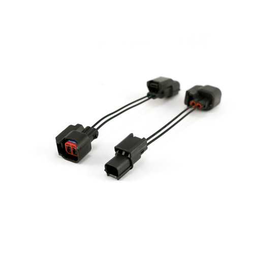Injector Dynamics USCAR to 2012+ Honda adapter, pair of connectors with wiring, angled view