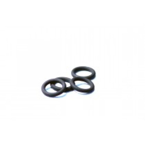 Four black rubber 11mm O-rings for Injector Dynamics ID adapter tops, overlapping on white background
