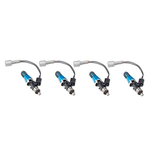 Injector Dynamics 2600-XDS fuel injectors, set of 4, blue bodies with connectors, 11mm top adapters