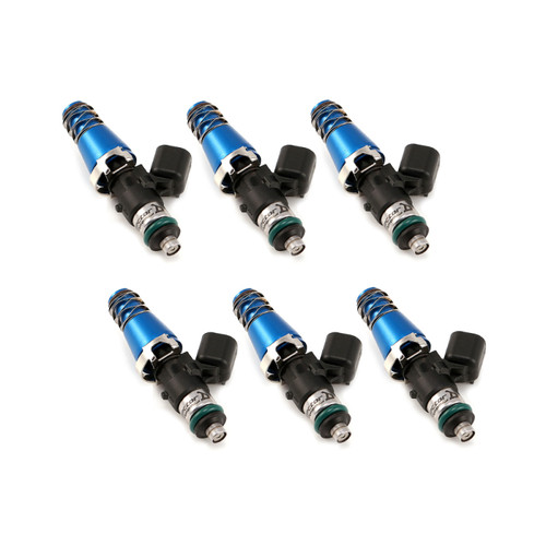 Injector Dynamics 2600-XDS fuel injectors, set of six, blue bodies with black connectors and springs