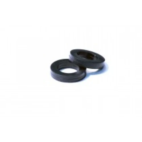 Two black rubber -205 square O-rings for Injector Dynamics S2000 injectors, stacked at an angle.