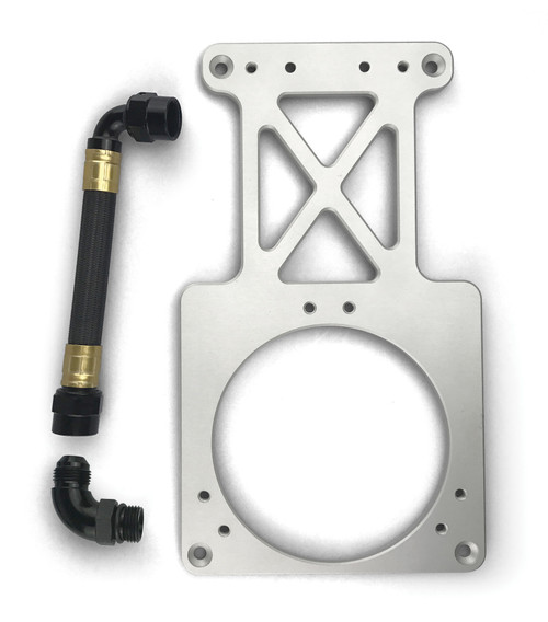 Fuelab Fuel Surge Tank Upgrade Kit, 290mm mounting bracket with braided hose and 90 degree AN fittings