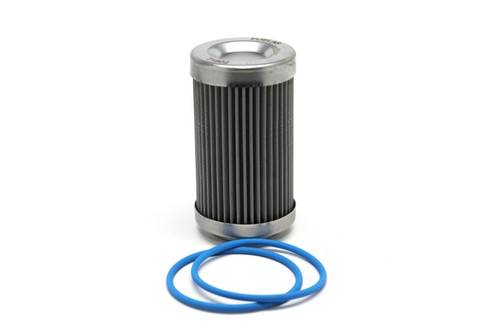 Fuelab 40 Micron Stainless Replacement Element, 3in cylindrical filter with metal end caps and two blue O-rings below