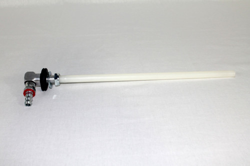 Fuelab Diesel Velocity Series Draw Tube Kit, long white pickup tube with elbow fitting and red quick connect