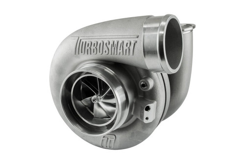 Turbosmart TS-1 7675 turbocharger, front angle view showing compressor wheel and v-band inlet