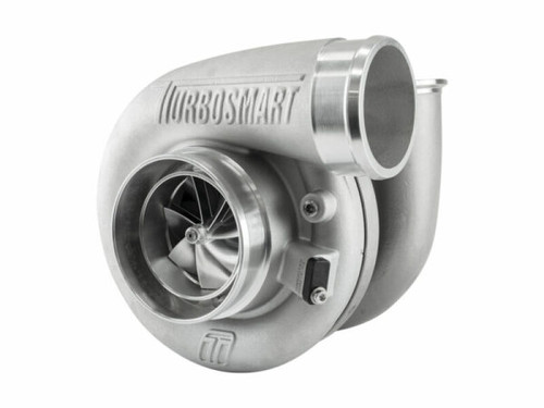 Turbosmart 7675 V-Band 1.24AR TS-1 turbocharger, front angle showing compressor wheel and V-band inlet
