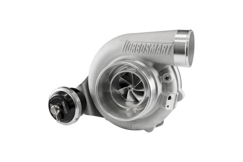Turbosmart TS-2 5862 V-Band turbocharger, front angle showing compressor wheel and wastegate actuator