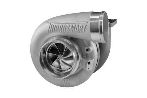 Turbosmart 8280 T4 1.24AR TS-1 turbocharger, front angle view showing compressor wheel, housing and inlet.