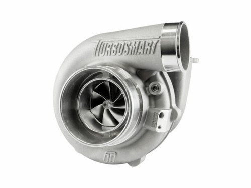 Turbosmart 6466 T3 0.82AR TS-1 turbocharger, side angle view showing compressor wheel and housing
