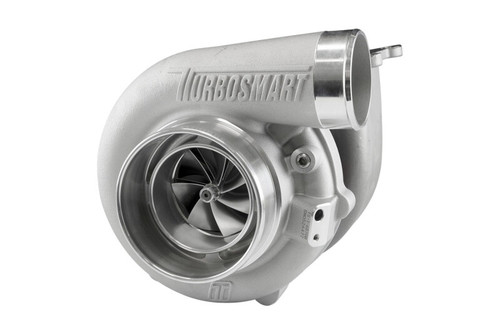 Turbosmart 6870B Kompact D4 0.84AR turbocharger, front angle view showing compressor wheel and inlet fitting
