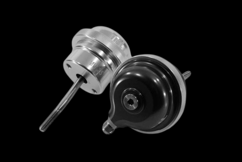 TiAL Sport MV-I 2.5 wastegate actuator, black canister and silver body, straight threaded rod visible.