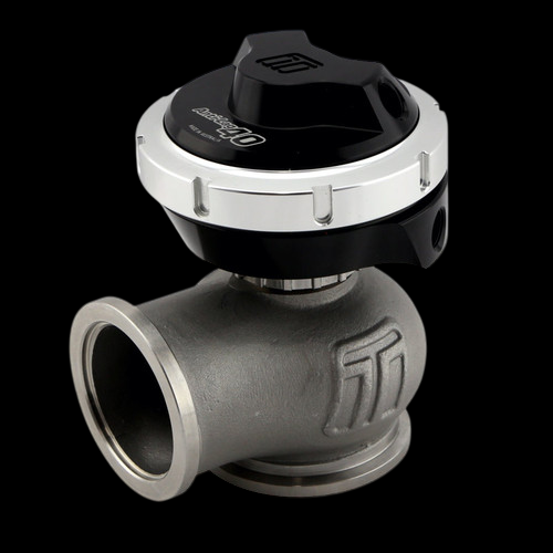Turbosmart WG40ALV Comp-Gate 40mm wastegate, black top cap, cast steel body, side angle view
