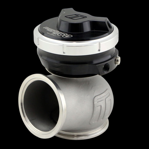 Turbosmart WG60 Gen V Power-Gate 60 wastegate, black top, side angle view