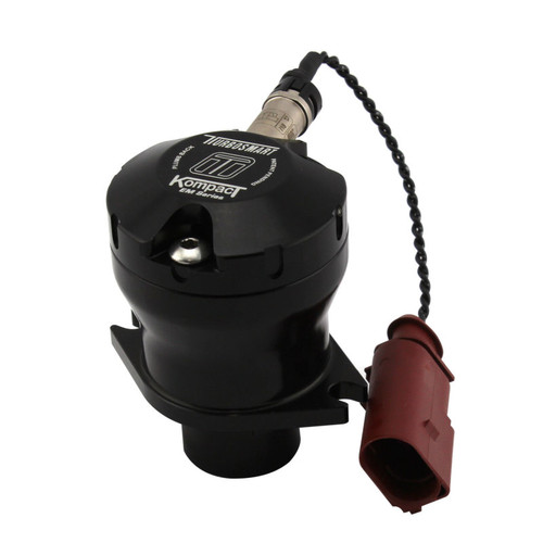 Turbosmart BOV Kompact EM plumb back valve, black body with mounting flange and red connector