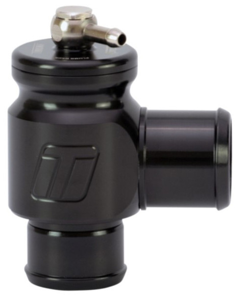 Turbosmart BOV Kompact Dual Port blow off valve, black anodized body with side outlet and top fitting