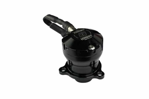 Turbosmart Kompact EM BOV VR14 dual port blow off valve, black anodized, angled hose fitting, 4 bolt base