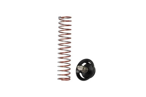 Turbosmart Universal Smart Port 50mm BOV Upgrade Kit in black, showing coiled spring and valve piston with fitting.
