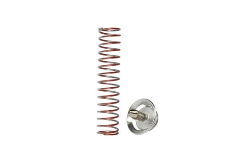 Turbosmart Universal Smart Port 50mm BOV Upgrade Kit in silver, showing coil spring and metal valve piston side by side.