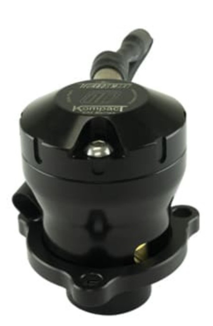 Turbosmart Kompact EM Dual Port VR19 BOV, angled front view showing dual side ports and hose barb outlet