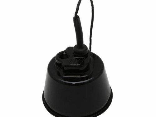 Turbosmart BOV Power Port Sensor Cap Replacement in black, top down angle showing wiring and port fitting