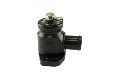 Turbosmart Kompact BOV for Hyundai i30 N-Line 1.6T, black body, side angle showing top adjuster and flange