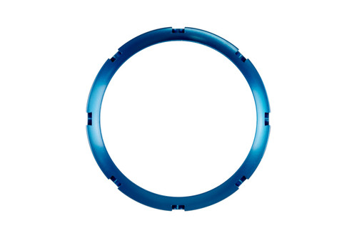 Turbosmart BOV PowerPort Collar in blue, front view showing the round ring with notched mounting tabs