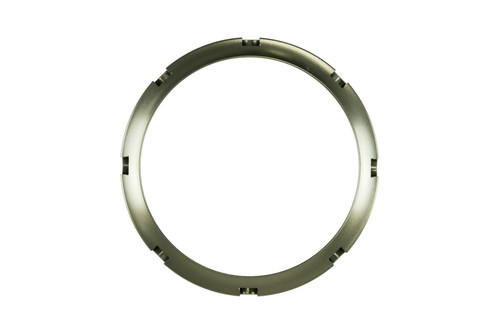Turbosmart BOV PowerPort Collar in platinum, front view of the round metal retaining ring on white background