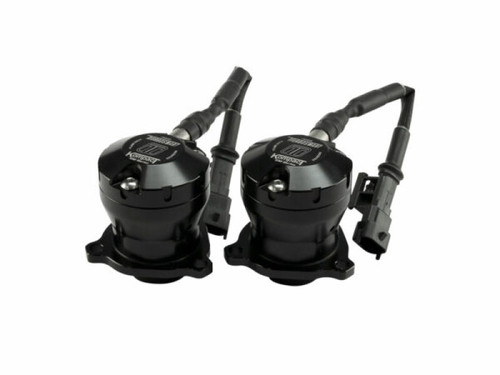 Pair of Turbosmart Kompact Plumb Back VR31 BOVs for Ferrari 488, showing valve bodies and electrical connectors