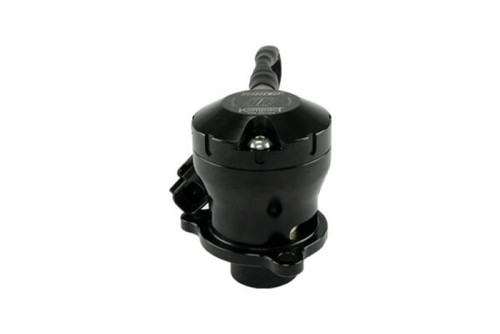 Turbosmart Kompact EM Dual Port BOV, angled view showing top vent, side ports and electrical connector