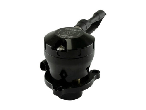 Turbosmart VR58 Kompact Dual Port BOV, black anodized body with barbed side outlet and mounting flange
