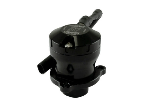 Turbosmart BMW B58 Gen 3 Plumb Back Kompact EM BOV, black anodized body, side inlet fitting, top outlet hose barb