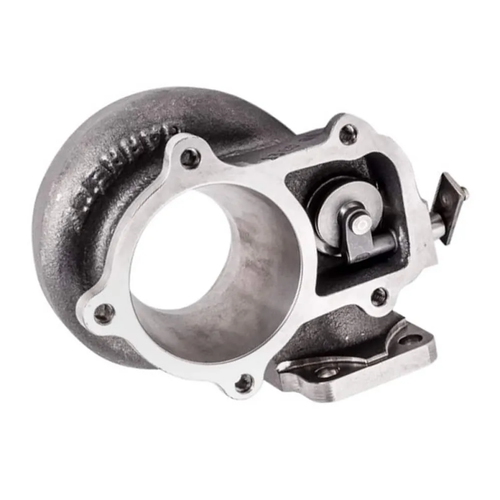 Garrett GT30R turbine housing kit, 1.01 A/R Ni Resist, V band inlet and outlet, side angle view