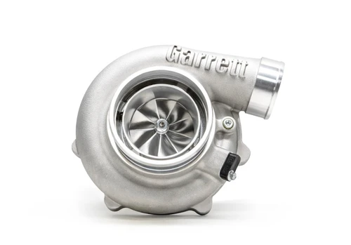 Garrett G35-900 Super Core turbo, reverse rotation, front angle showing compressor wheel and housing