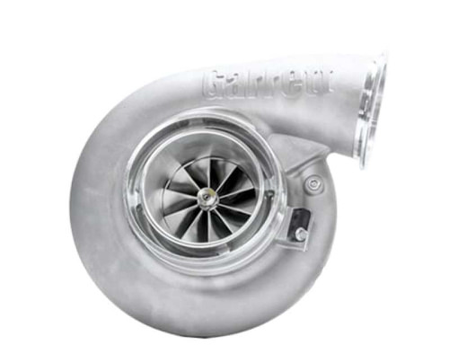 Garrett G42-1450 Super Core turbo, angled view showing compressor wheel and cast volute housing