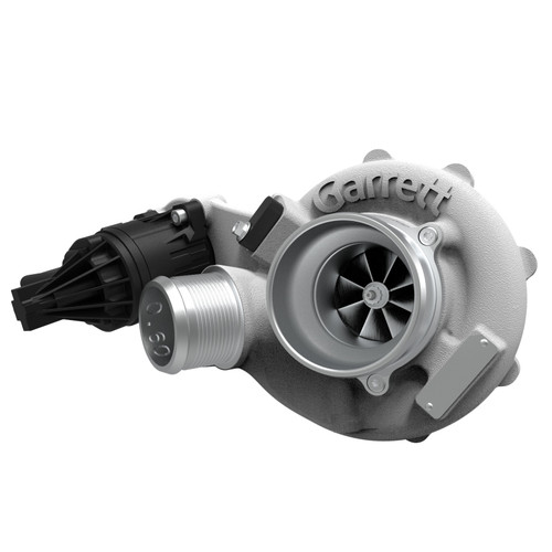 Garrett PowerMax right turbocharger for Ford F-150/Raptor 3.5L EcoBoost, front angle showing compressor housing and actuator