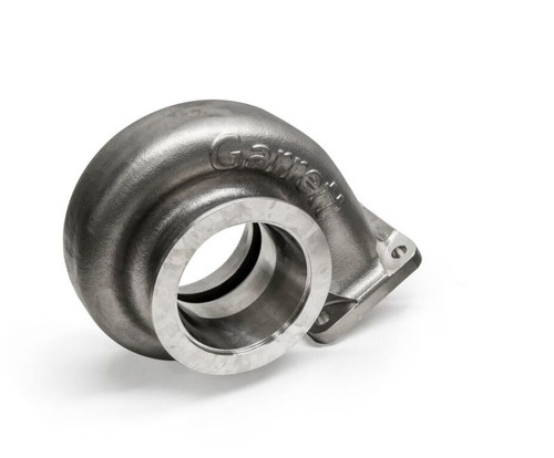 Garrett G40 turbine housing kit, Div T4 v-band 0.95 A/R, angled view showing snail-shaped volute and mounting flange