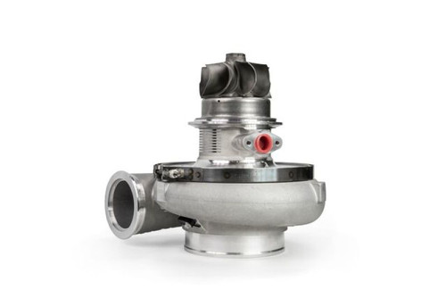 Garrett G55-1950 88mm Super Core turbo, side view showing compressor housing, actuator and inlet flange