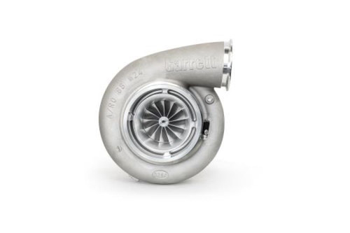 Garrett G47-1850 88mm Super Core turbo, front angled view showing compressor wheel and housing