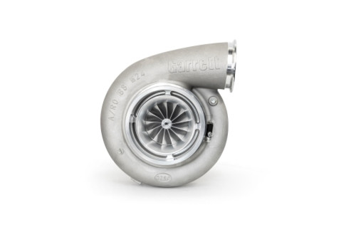 Garrett G50-1900 88mm Super Core turbo, front angle showing compressor wheel and cast housing